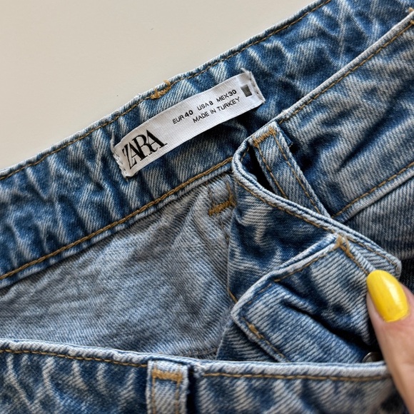 ZARA Mid Rise Straight Oversized Jorts Women’s Size 8 Bermuda Denim - Picture 7 of 11